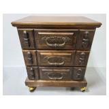 Rolling wood 3 drawer night stand
