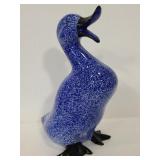 Blue ceramic duck figure