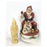 Bisque porcelain Santa music player & wax statue