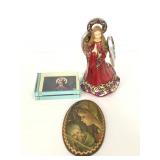 Angel candlestick holder and other religious decor
