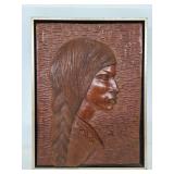 Vintage signed carved of Native American woman