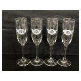 Four 96.5 radio station wine glasses