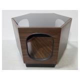 Glass top hexagon endtable with storage
