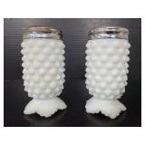 Vintage milk glass hobnail shakers