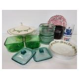 Vintage assorted glass and ceramic dishes