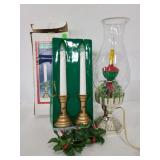Vintage Christmas battery lights & lamp