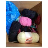 Box of assorted yarn skeins