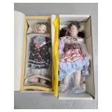 Two vintage porcelain dolls with boxes
