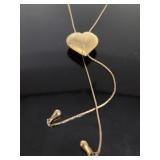 Vintage gold tone adjustable heart necklace