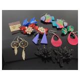 Nine pairs of vintage earrings
