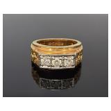 Marked AGE 18K gold ring with stones size 10