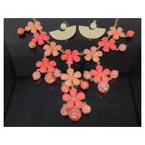 Beaded flower statement necklace & earrings