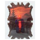 Laquer wood slab sunset wall art