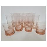 Set of various size pink glasses