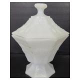 Grape & leaf milk glass lidded candy dish