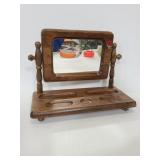Vintage wood tray with mirror