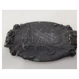 Souvenir De Lourdes embossed metal dish