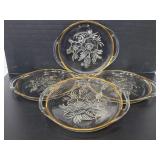 Four floral embossed snack trays
