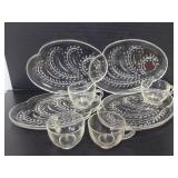 Set of 4 glass snack trays with cups