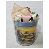 Tin of assorted yard garden flags