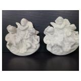 Two chalkware cherub art pieces