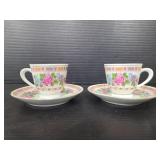 Pair of small vintage floral cups and saucers