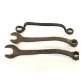 Three vintage curved Ford wrenches