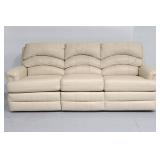 Cream leather reclining sofa