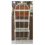 Vintage white metal folding bakers rack