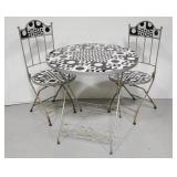 Checkered polka-dot mosaic bistro set