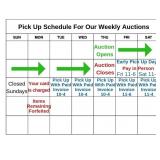 Pick up schedule for each auction