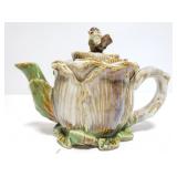Ceramic flower teapot with bird top