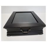 Black display case w/ handles and glass top