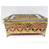 Ornate metal and glass jewelry box
