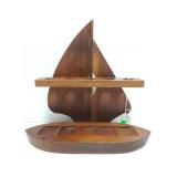 Wood sailboat tobacco pipe stand