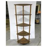 Wood four tiered corner shelf display stand