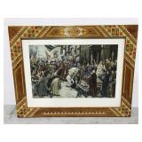 Religion vs State art print in carved wood frame