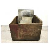Old Red Star Co wood crate w/ galvanized metal