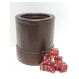 Vintage leather dice shaker cup w/ dice