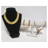 Gold plated necklace trio