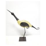 Wood and metal crane art piece