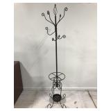Black metal coat & umbrella rack