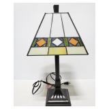 Lamp with slag glass lamp shade