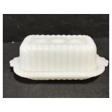 Small milk glass butter dish