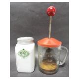 Vintage milk glass shaker and chopper