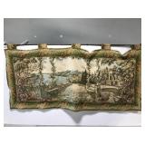 Large tapestry on curtain rod