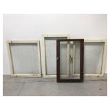 Four old wood framed windows