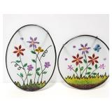 Pair of frosted jeweled sun catchers