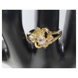 Gold toned rhinestone ring