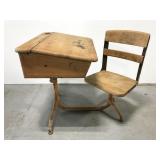 Vintage school desk w/ swivel seat